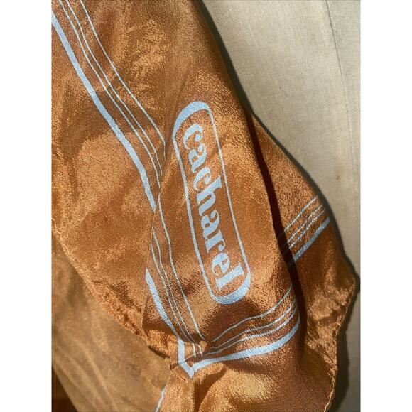 Cacharel For Glentex 100% Silk Square Scarf Japan Vintage Burnt Orange 1970's - Picture 3 of 8